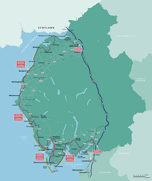 Cumbria Coastal Route - Map of the whole route