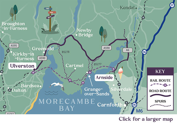 Cumbria Coastal Route - Morecambe Bay map