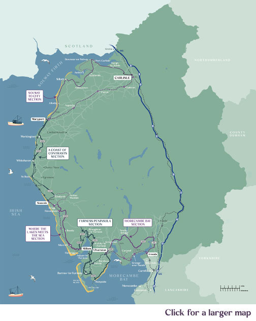 Cumbria Coastal Route - Map of the whole route