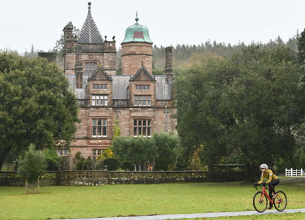 Cycling at Wild Goat Festival at Holker Hall in Grange-over-Sands, Cumbria