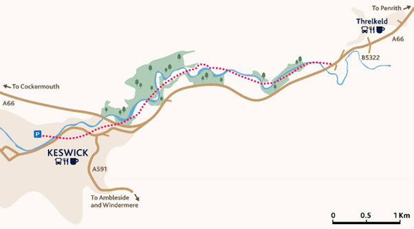 Keswick to Threlkeld Trail Map
